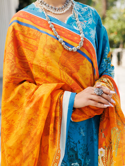 Lawn Ferozi Stitched Suit - J. Junaid Jamshed