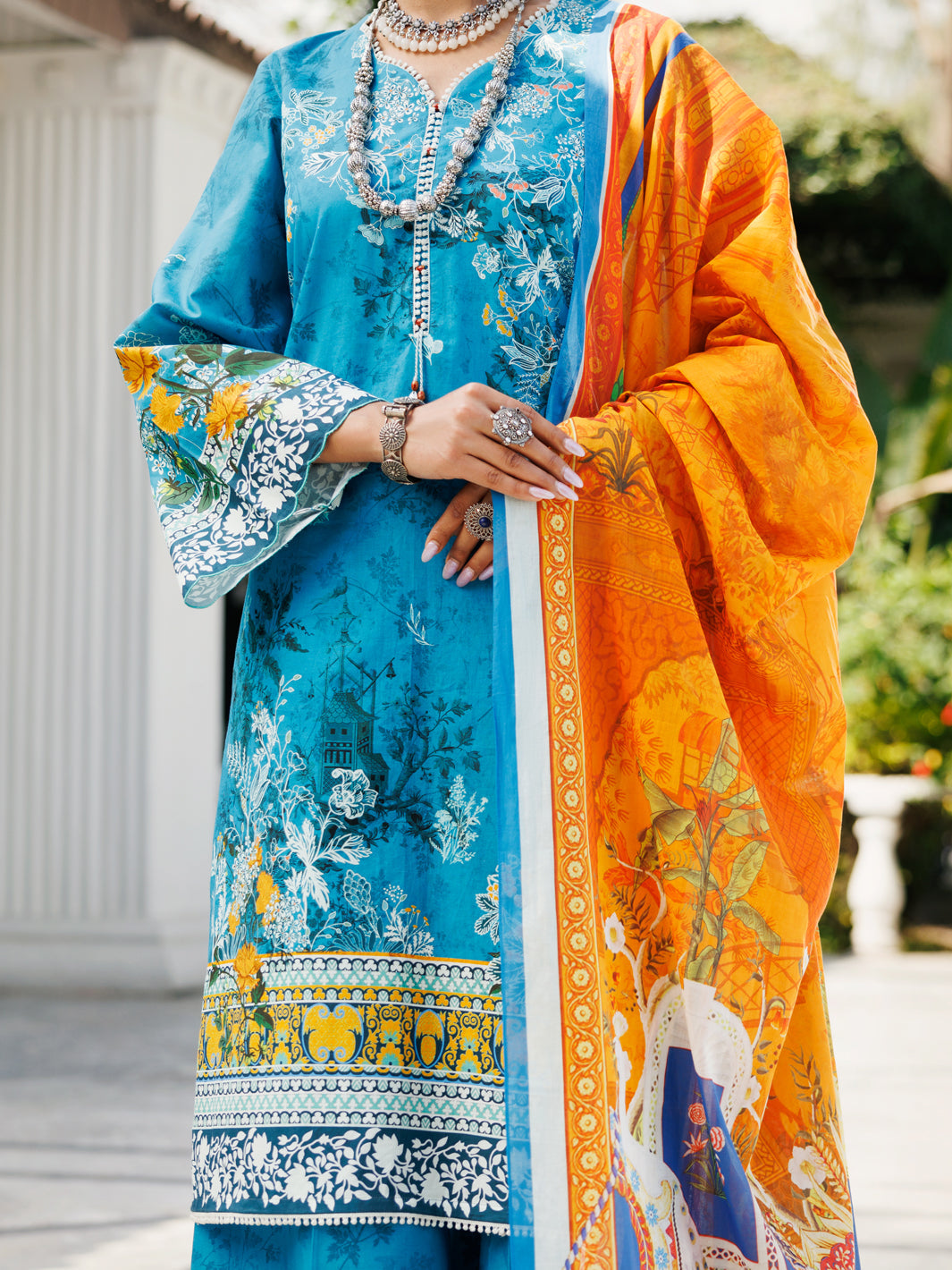 Lawn Ferozi Stitched Suit - J. Junaid Jamshed