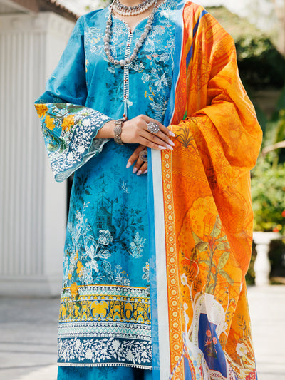 Lawn Ferozi Stitched Suit - J. Junaid Jamshed