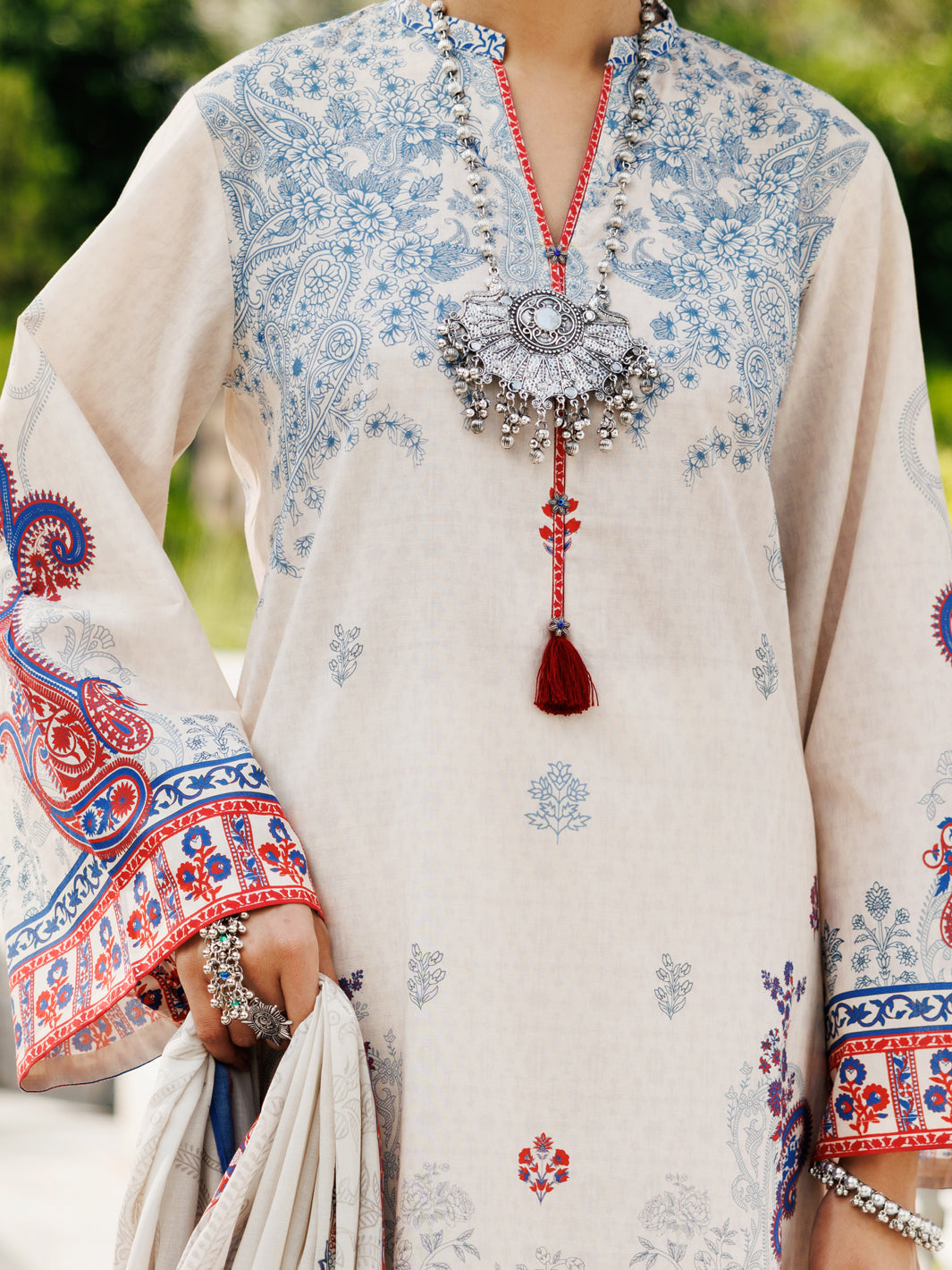 Lawn Beige Stitched Suit - J. Junaid Jamshed