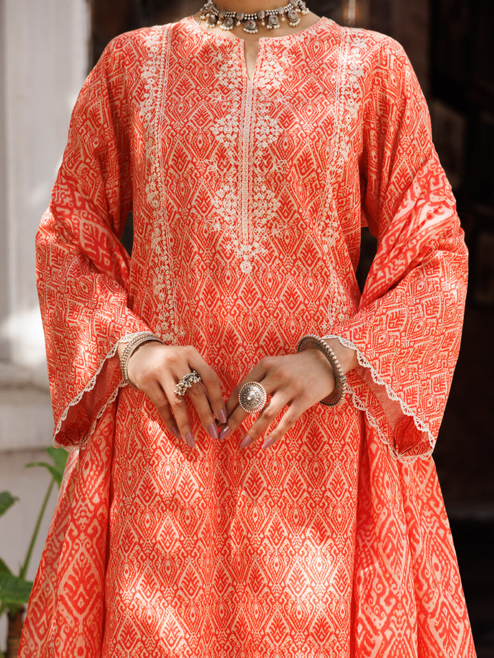 Lawn Red White Stitched Suit - J. Junaid Jamshed