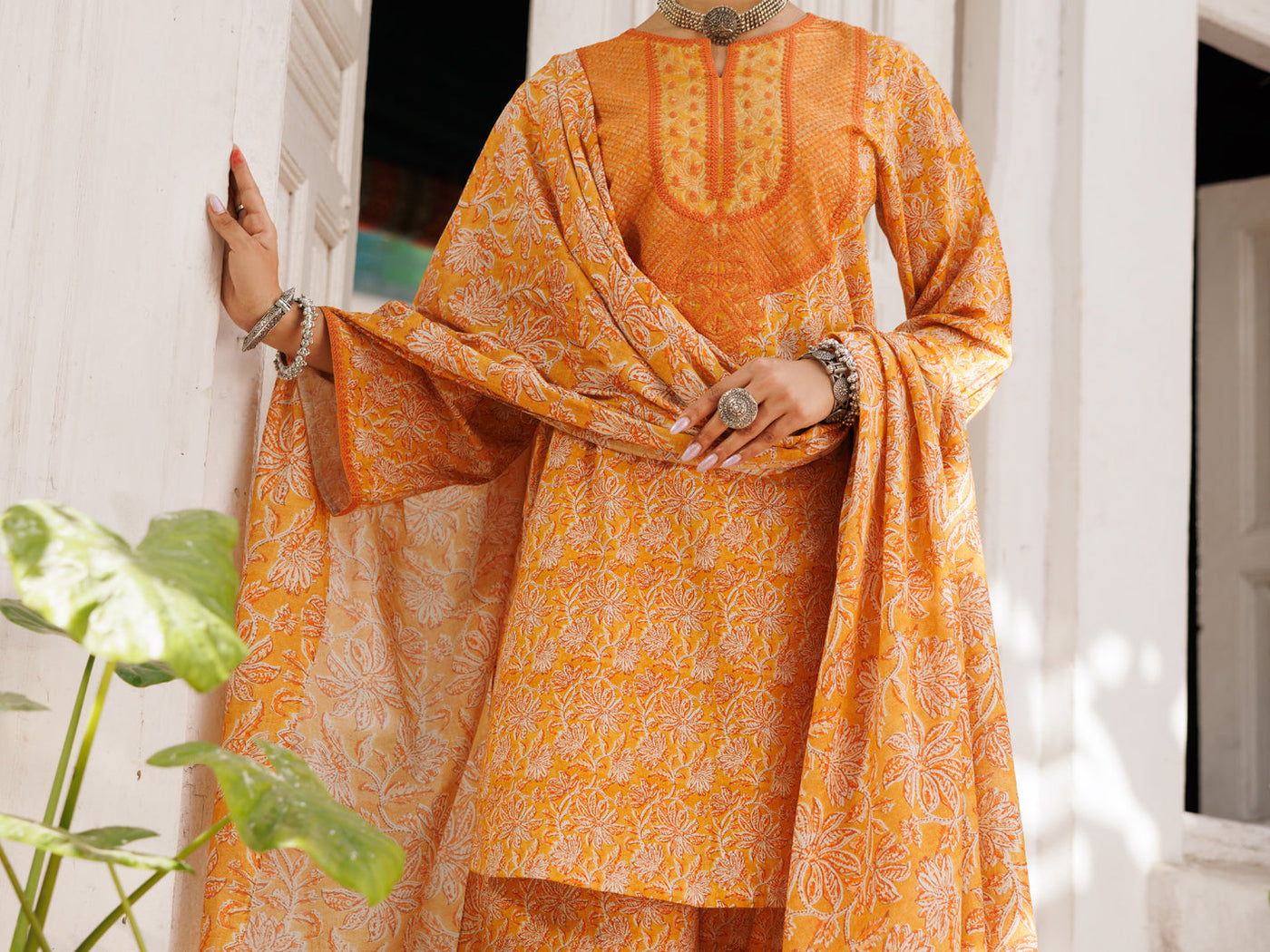 Lawn Mustard Stitched Suit - J. Junaid Jamshed
