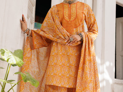 Lawn Mustard Stitched Suit - J. Junaid Jamshed