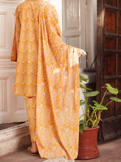 Lawn Mustard Stitched Suit - J. Junaid Jamshed