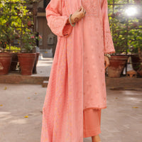 Dobby Peach Stitched Suit - Almirah