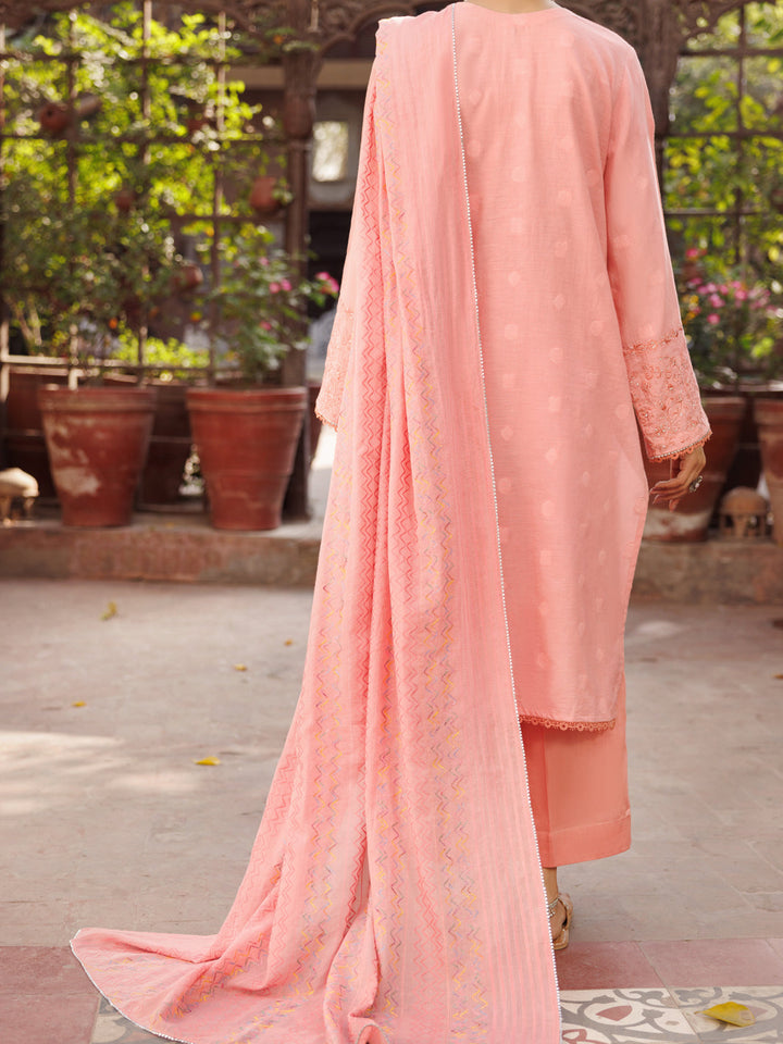 Dobby Peach Stitched Suit - Almirah