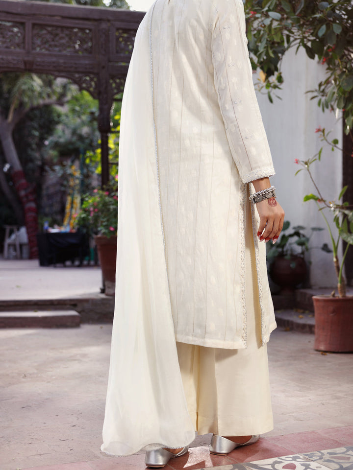 Off White Stitched Suit - Almirah