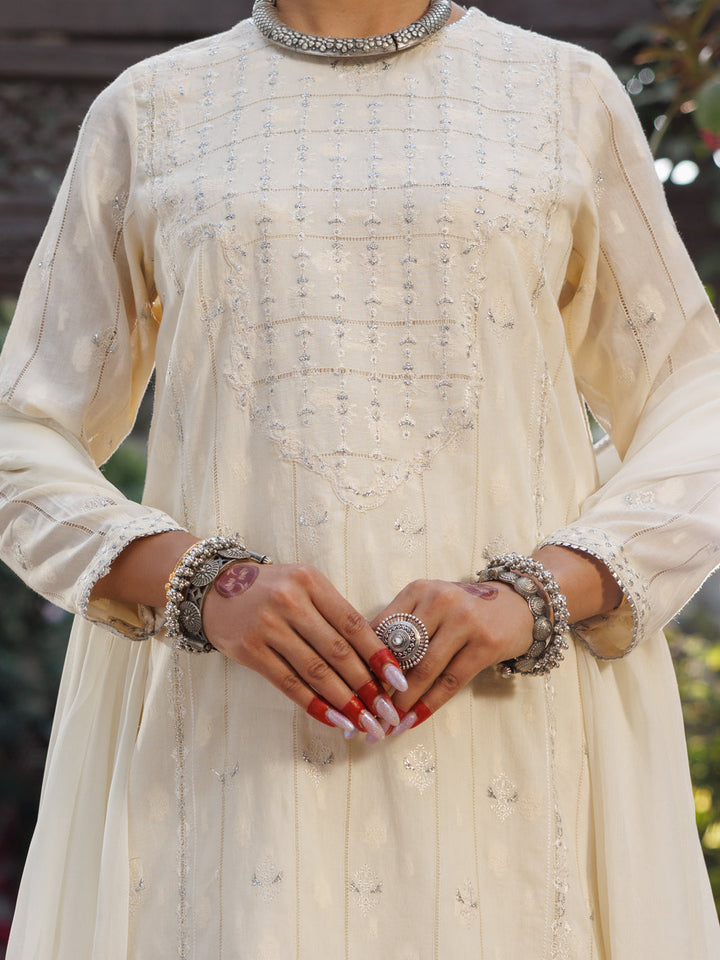 Off White Stitched Suit - Almirah