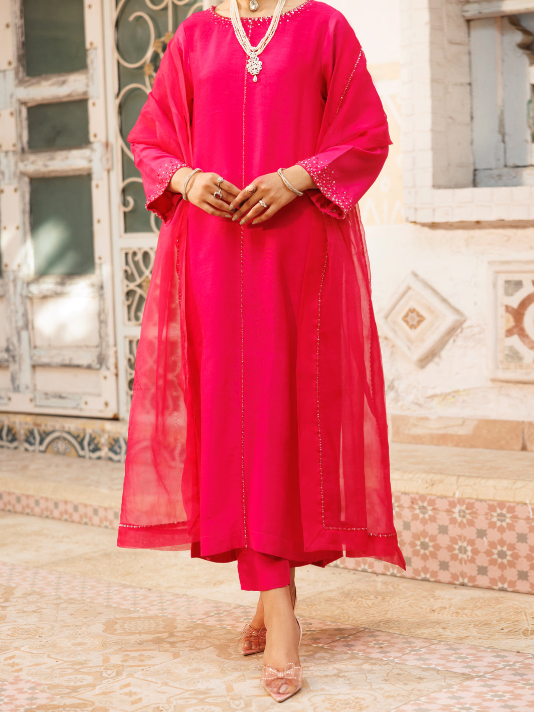 Fuchsia Stitched Suit - Almirah