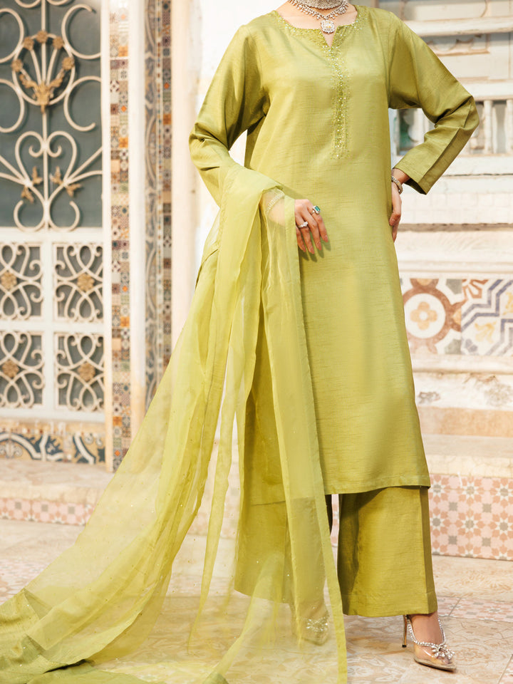 Lime Green Stitched Suit - Almirah