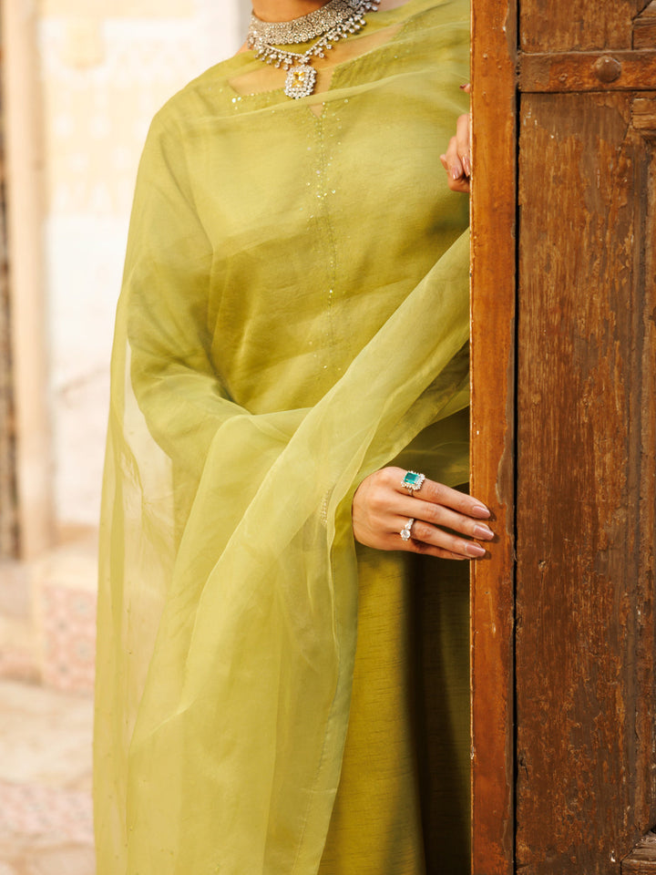 Lime Green Stitched Suit - Almirah