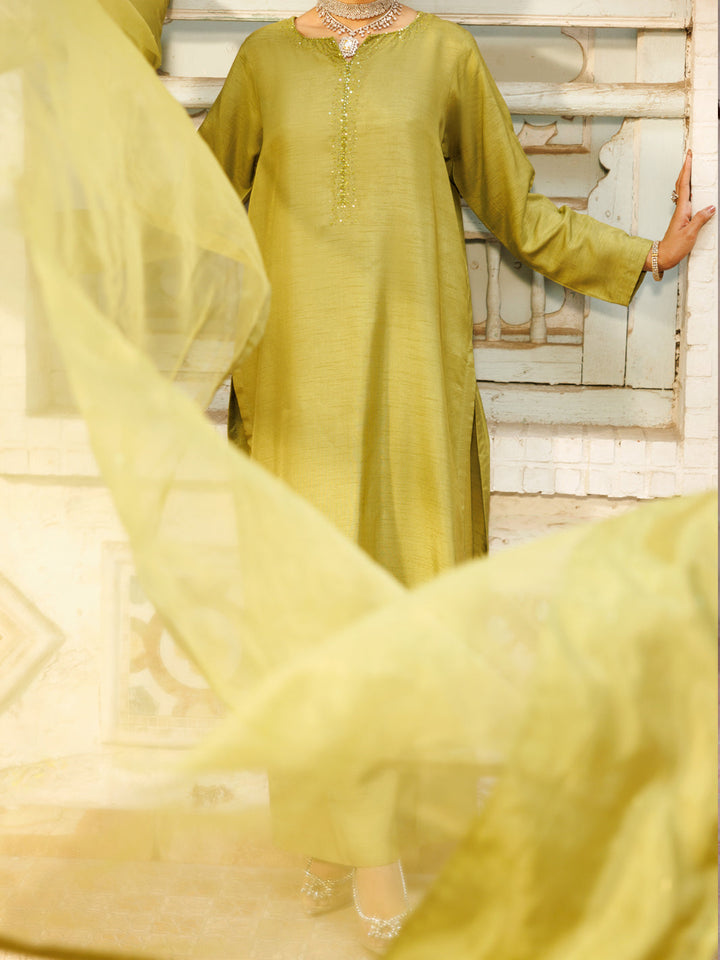 Lime Green Stitched Suit - Almirah