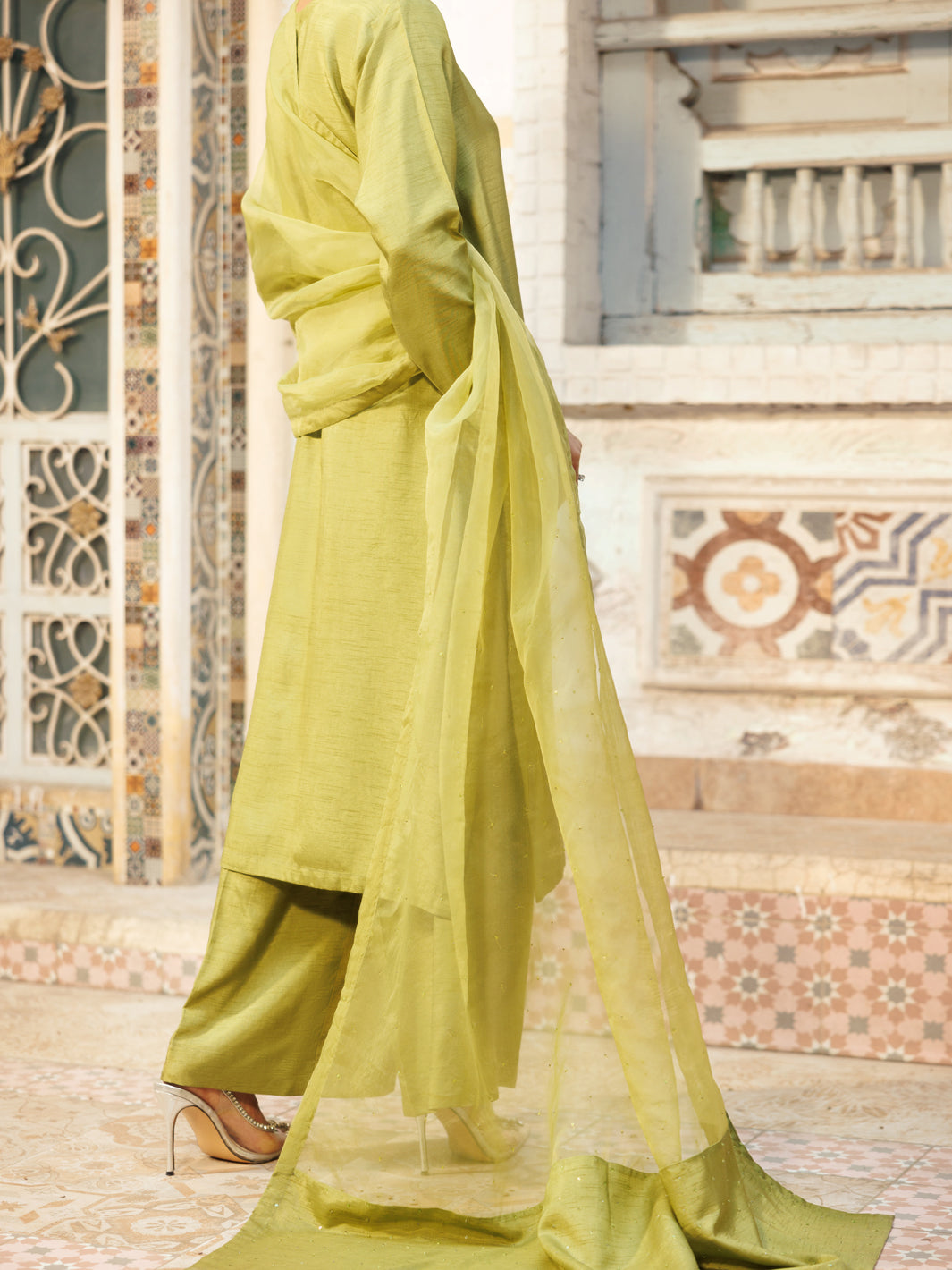 Lime Green Stitched Suit - Almirah