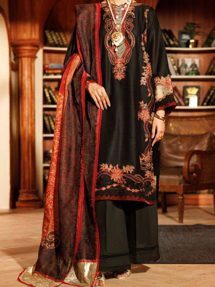 Cotton Dobby Black Stitched Suit - Almirah