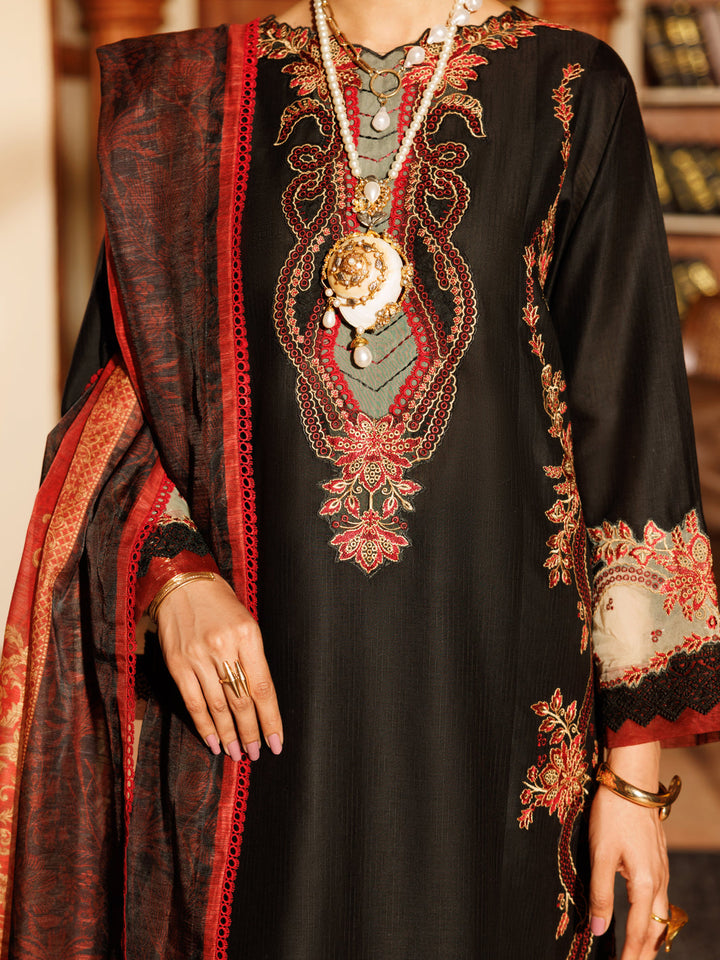 Cotton Dobby Black Stitched Suit - Almirah