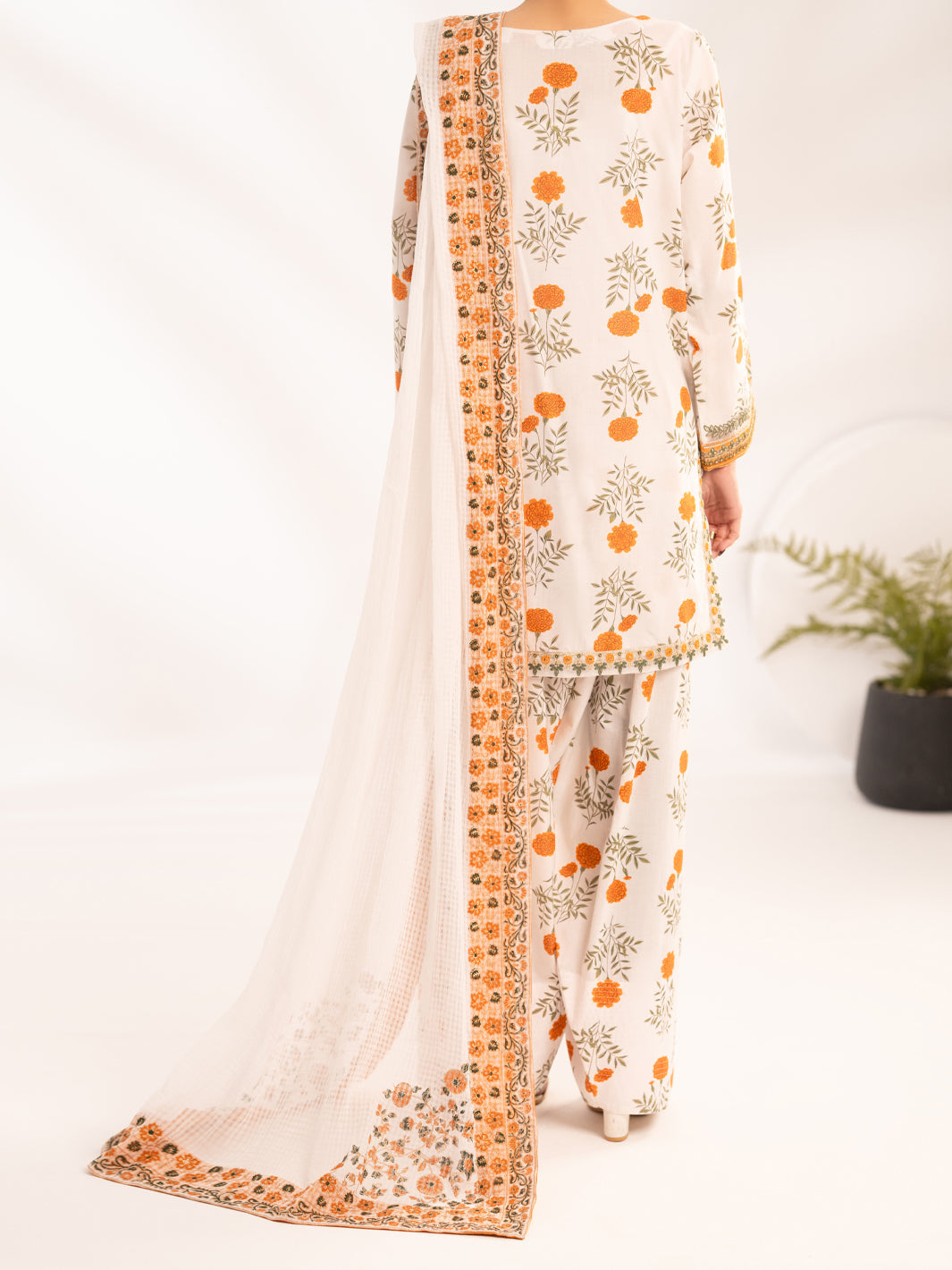Lawn Off White Stitched Suit - Almirah