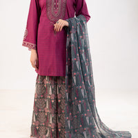 Lawn Magenta Stitched Suit - Almirah