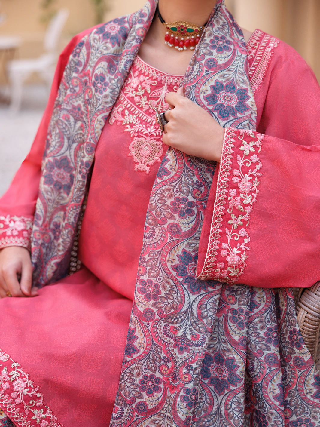 Lawn Light Pink Stitched Suit - J. Junaid Jamshed