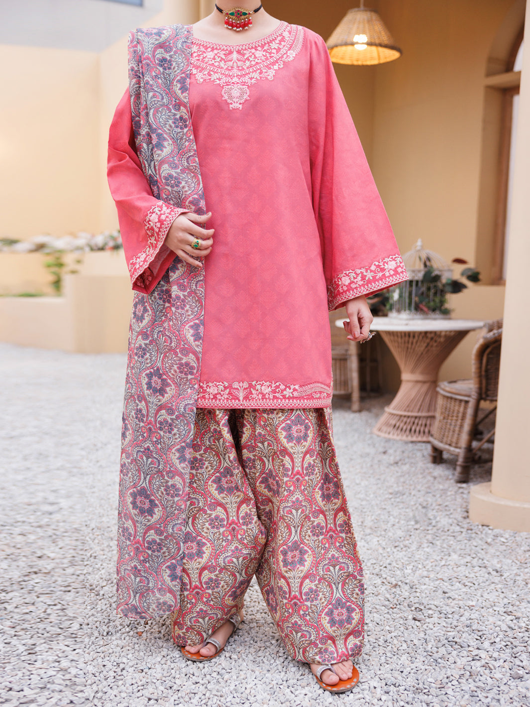 Lawn Light Pink Stitched Suit - J. Junaid Jamshed