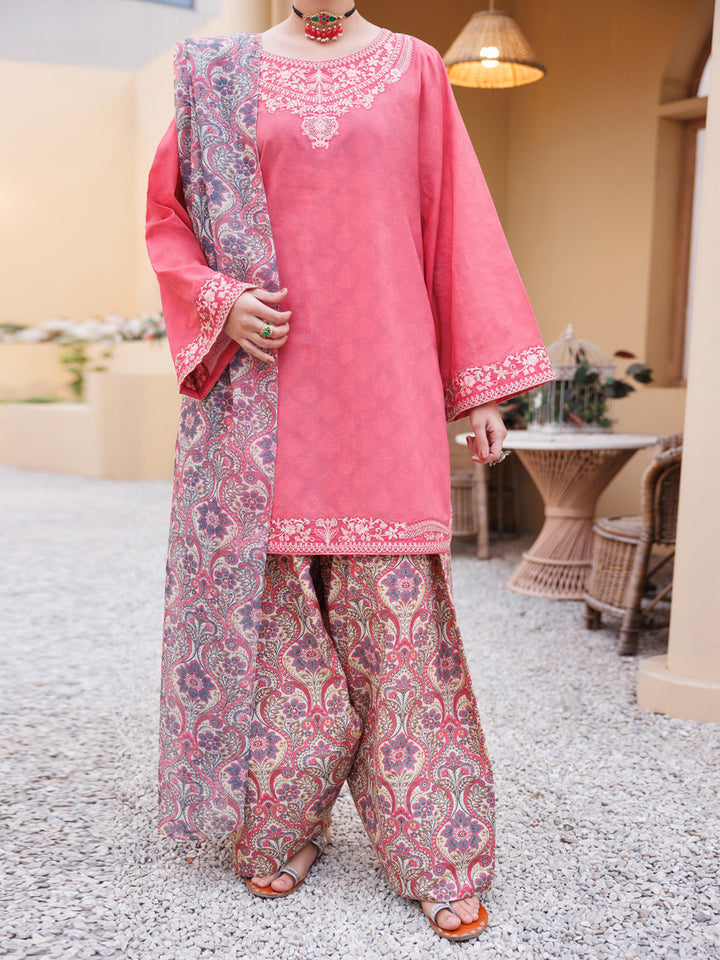 Lawn Light Pink Stitched Suit - J. Junaid Jamshed