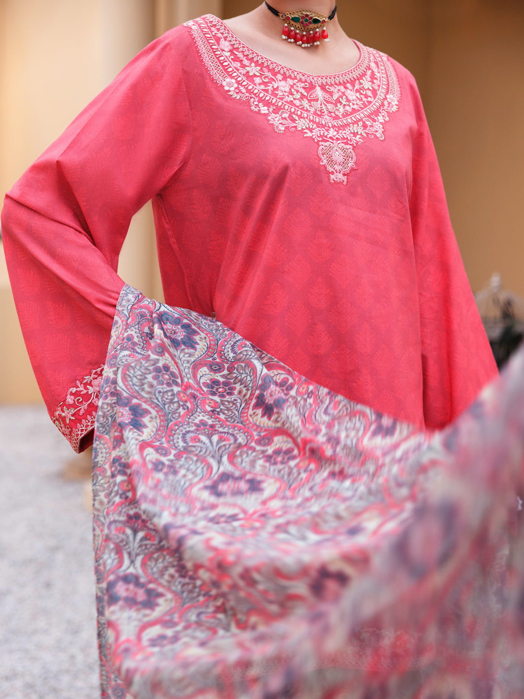 Lawn Light Pink Stitched Suit - J. Junaid Jamshed