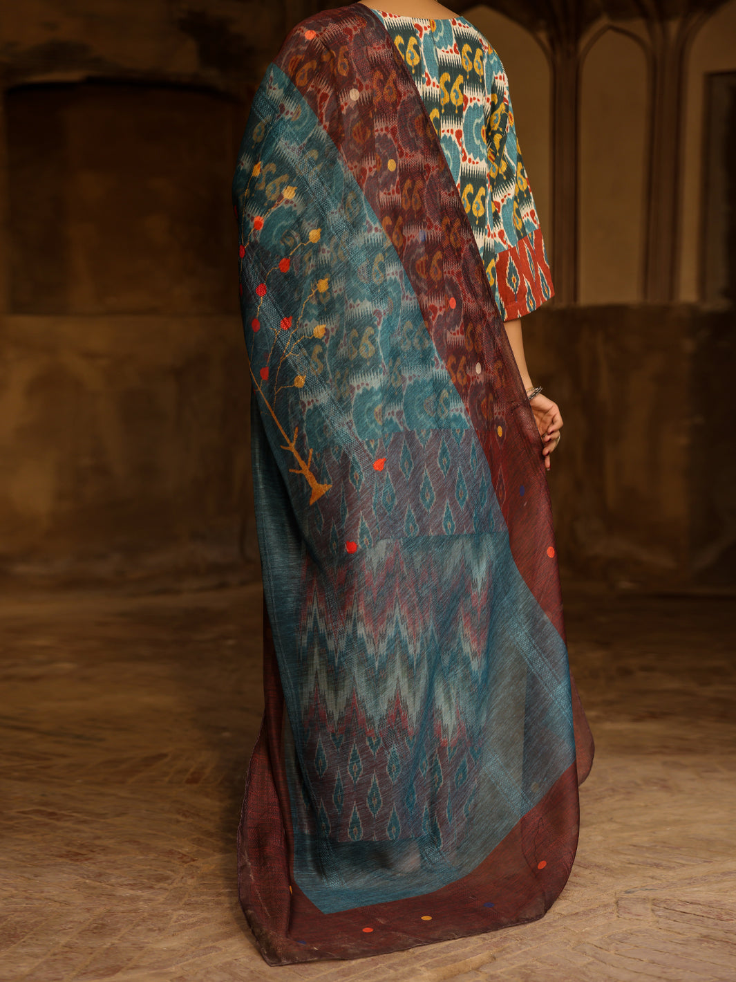 Stripe Cotton Teal Stitched Suit - Almirah