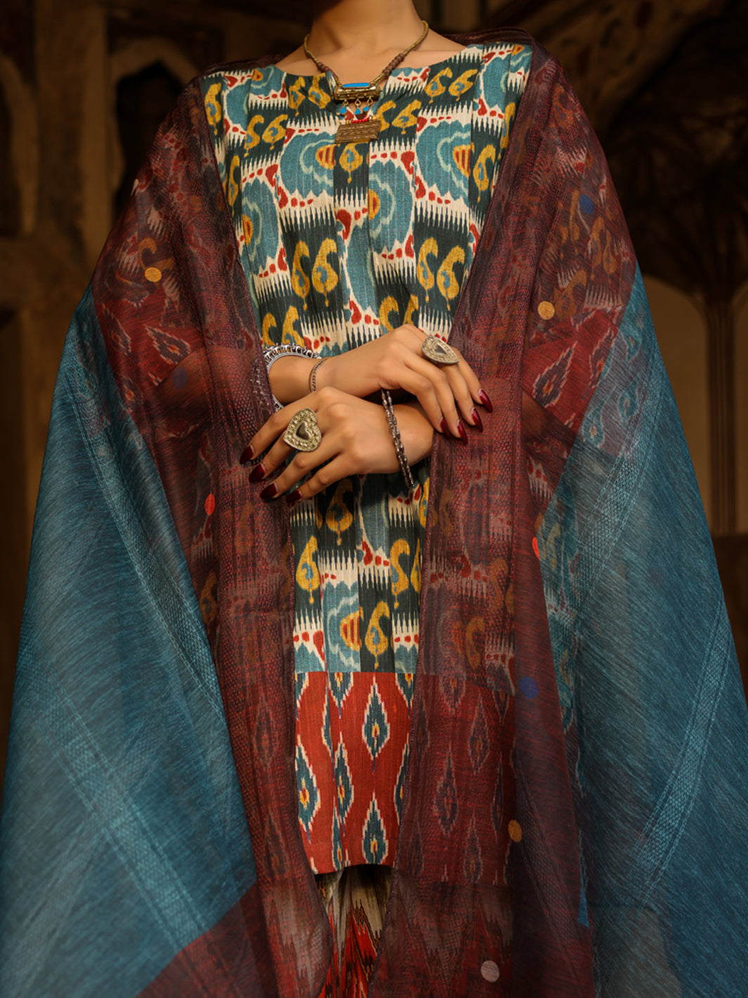 Stripe Cotton Teal Stitched Suit - Almirah