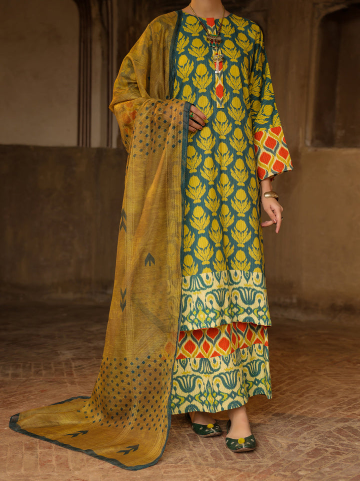 Stripe Dobby Mehndi Green Stitched Suit - Almirah