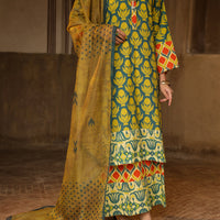 Stripe Dobby Mehndi Green Stitched Suit - Almirah