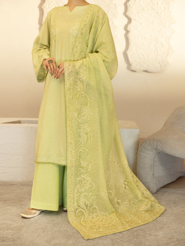 Light Green Stitched Suit - J. Junaid Jamshed