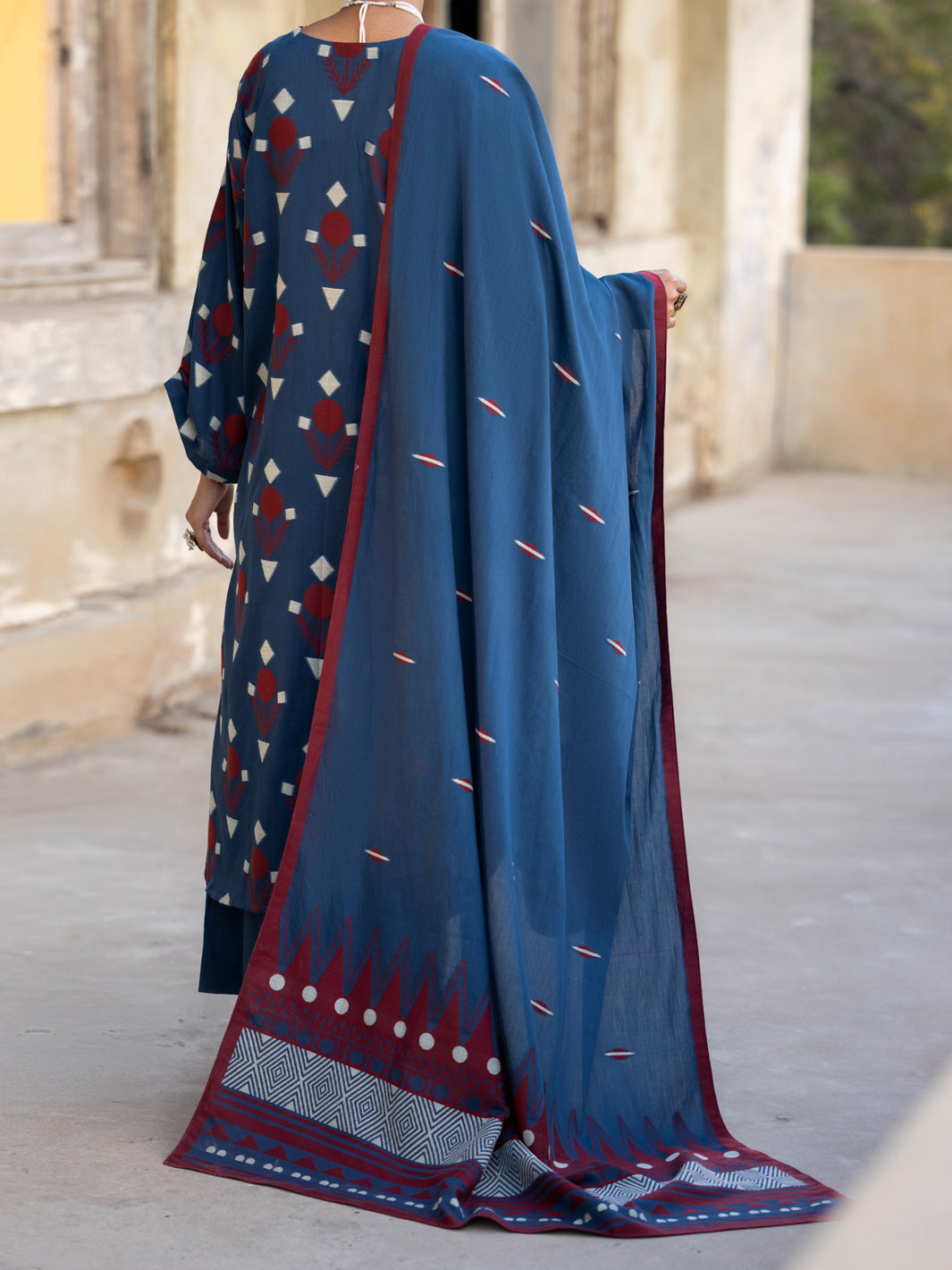 Yarn Dyed Blue Stitched Suit - Almirah