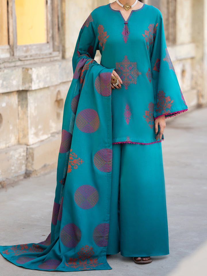 Yarn Dyed Green Stitched Suit - Almirah