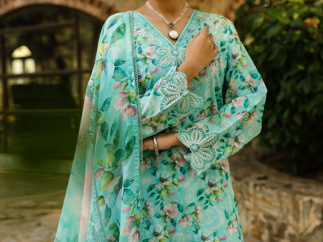Poly Lawn Light Green Stitched Suit - Almirah
