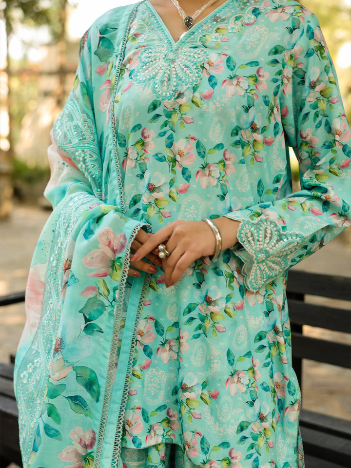 Poly Lawn Light Green Stitched Suit - Almirah