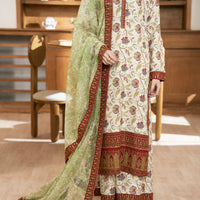Poly Lawn Cream Stitched Suit - Almirah
