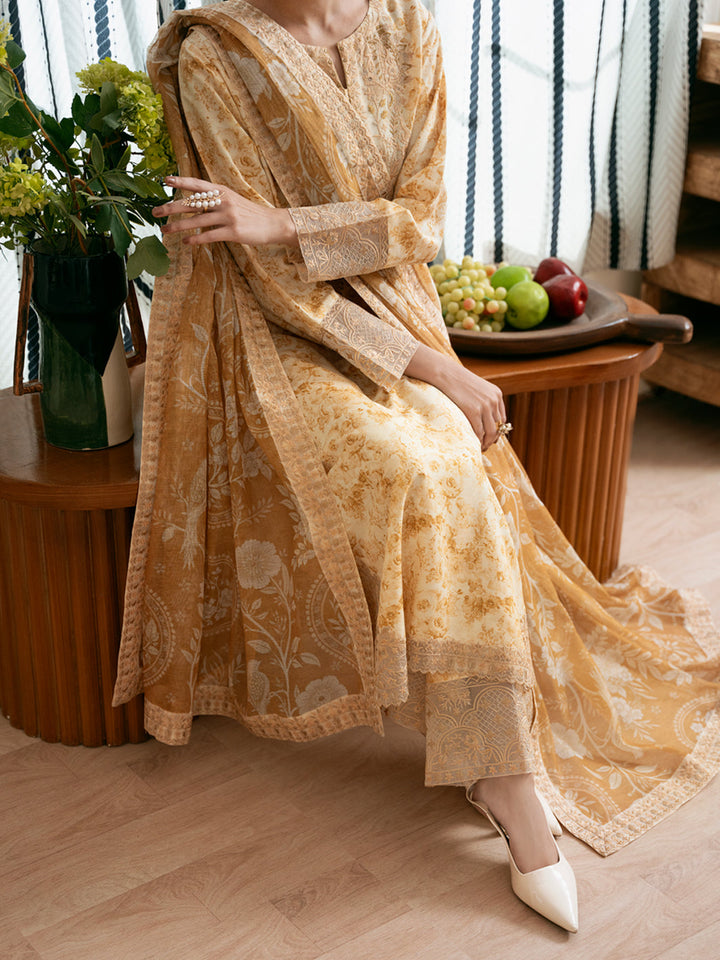 Poly Lawn Off White Stitched Suit - Almirah