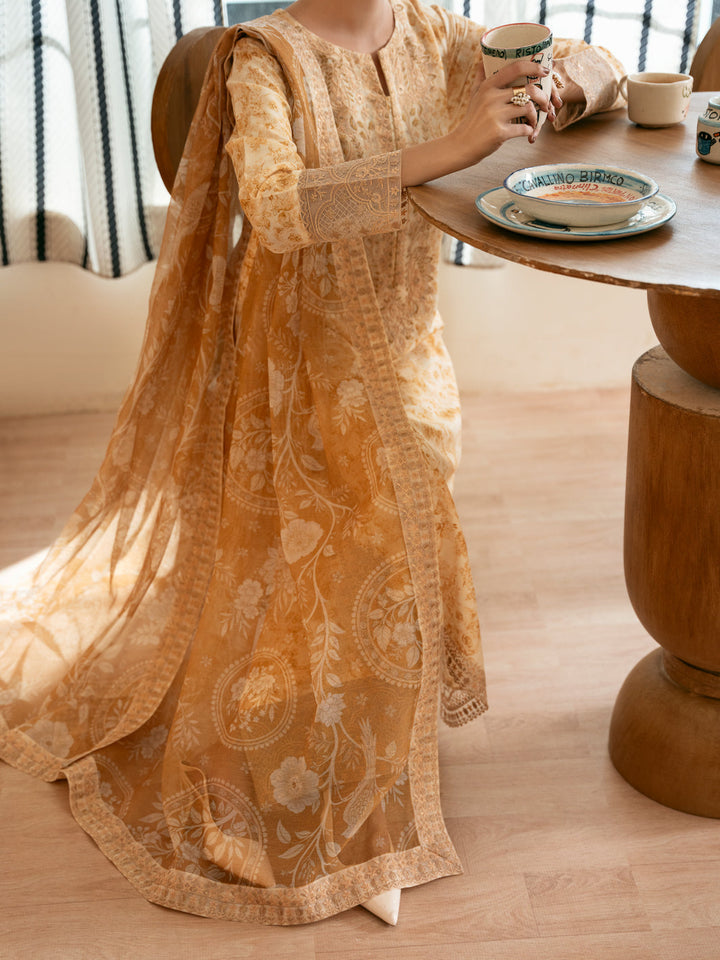 Poly Lawn Off White Stitched Suit - Almirah