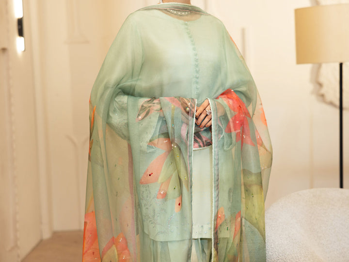 Viscose Sheesha Silk Light Green Stitched Suit - Almirah