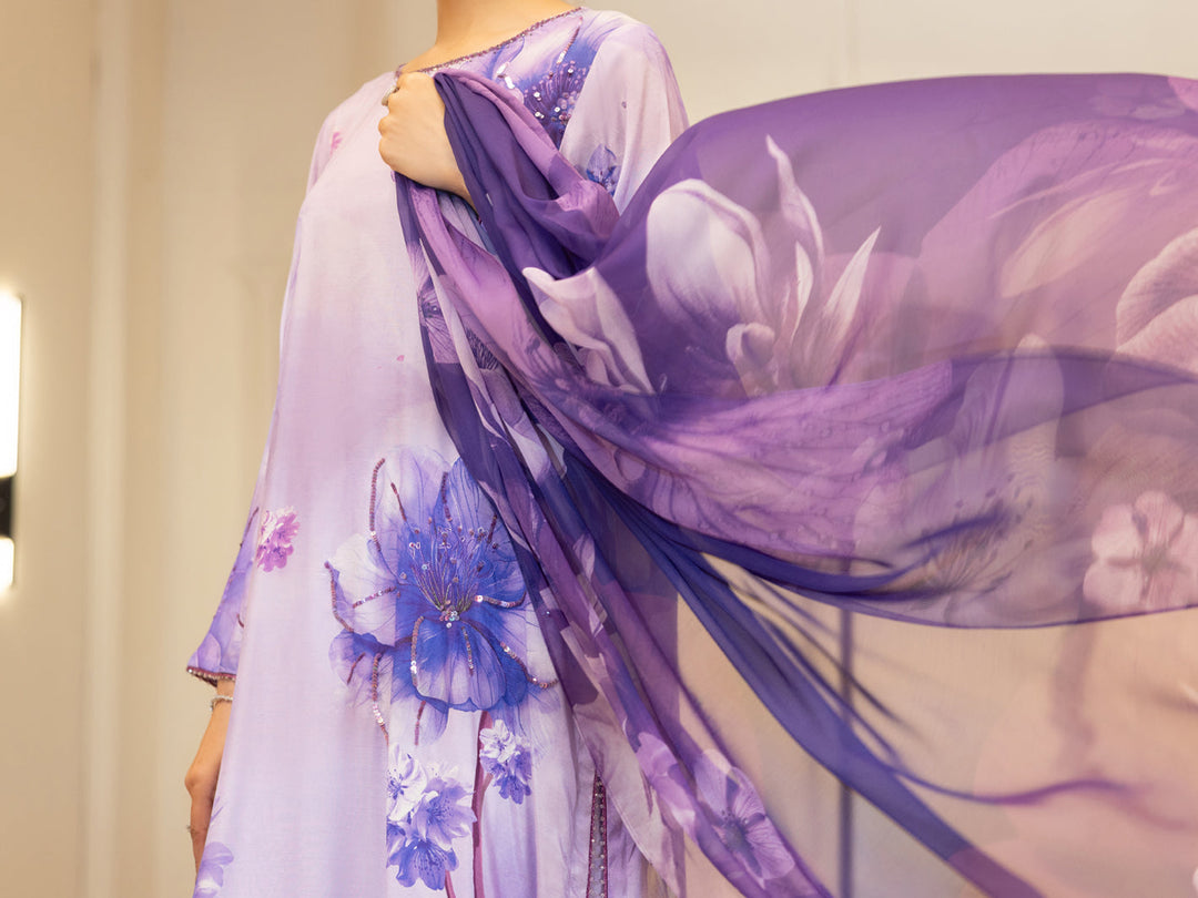 Thai Silk Purple Stitched Suit - J. Junaid Jamshed