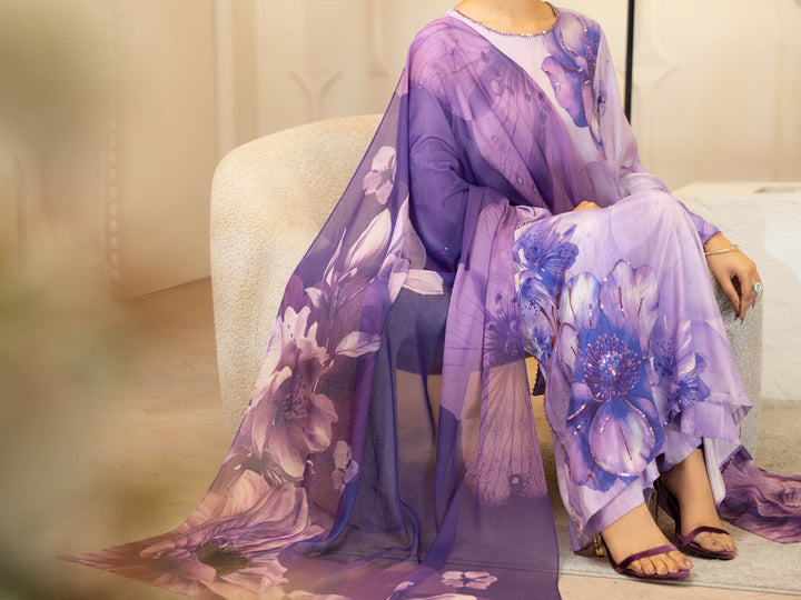 Thai Silk Purple Stitched Suit - J. Junaid Jamshed