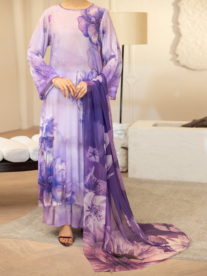 Thai Silk Purple Stitched Suit - J. Junaid Jamshed