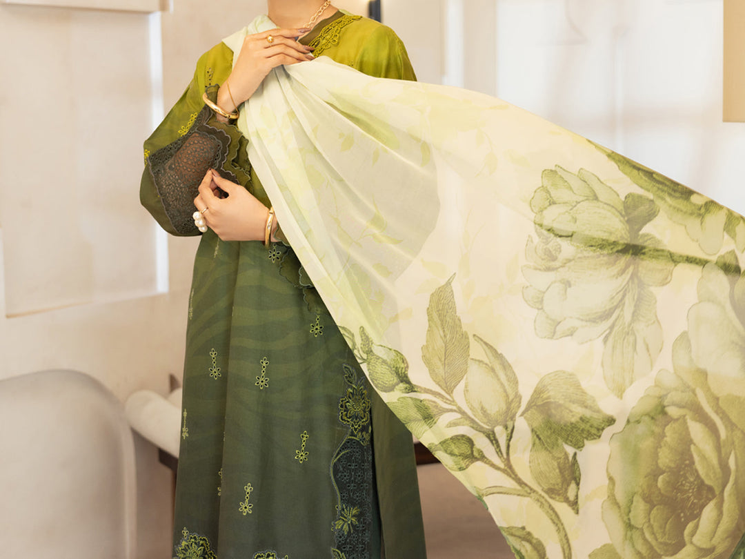 Lawn Mehndi Green Stitched Suit - Almirah