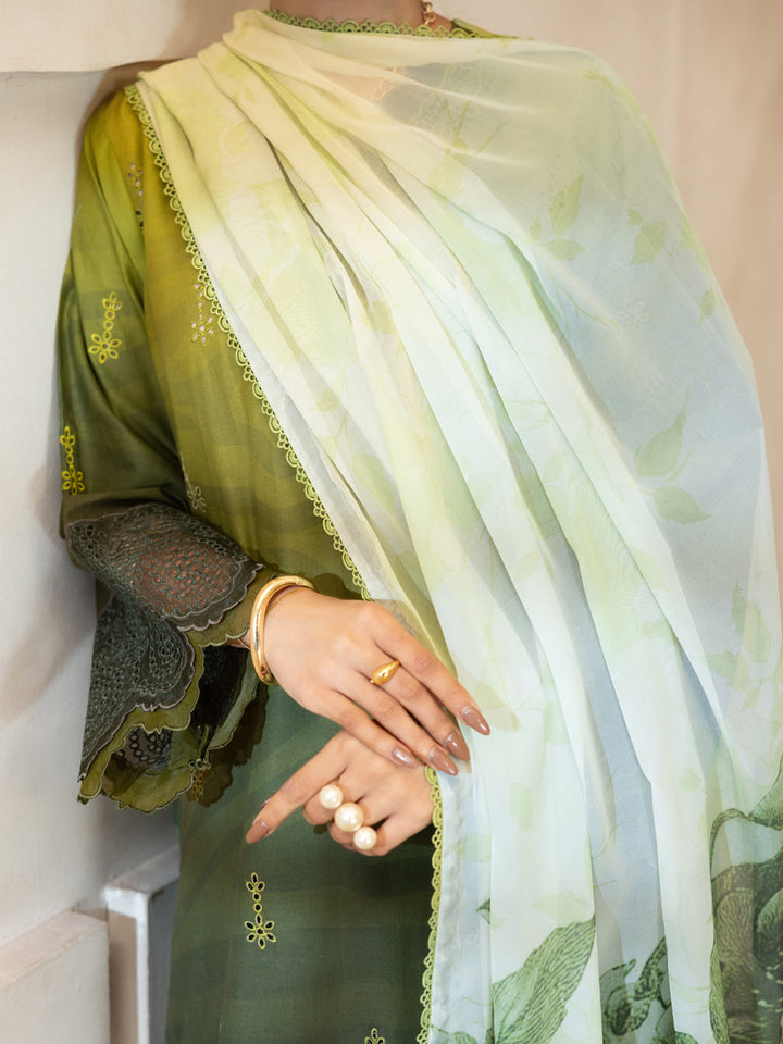 Lawn Mehndi Green Stitched Suit - Almirah