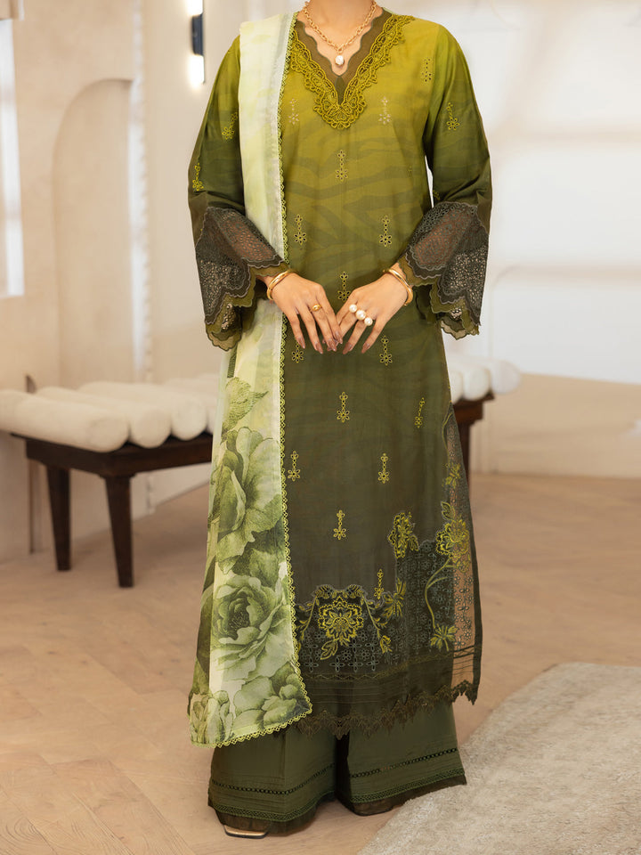 Lawn Mehndi Green Stitched Suit - Almirah