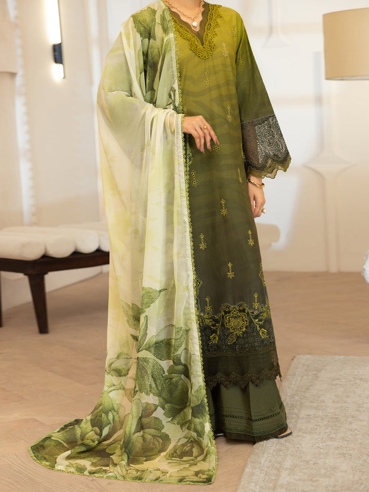 Lawn Mehndi Green Stitched Suit - Almirah