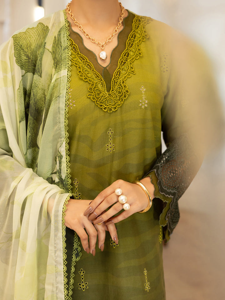 Lawn Mehndi Green Stitched Suit - Almirah