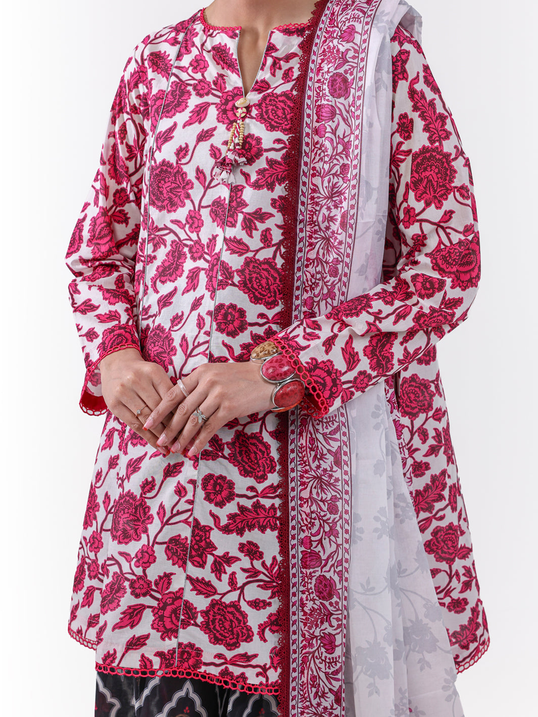 Lawn White Unstitched Suit - Almirah
