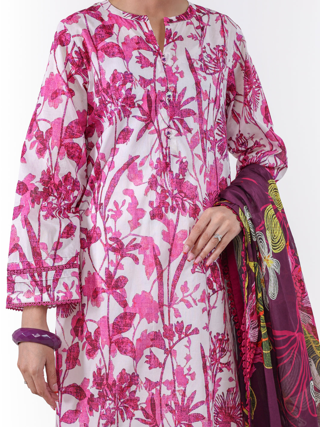 Lawn White Unstitched Suit - Almirah