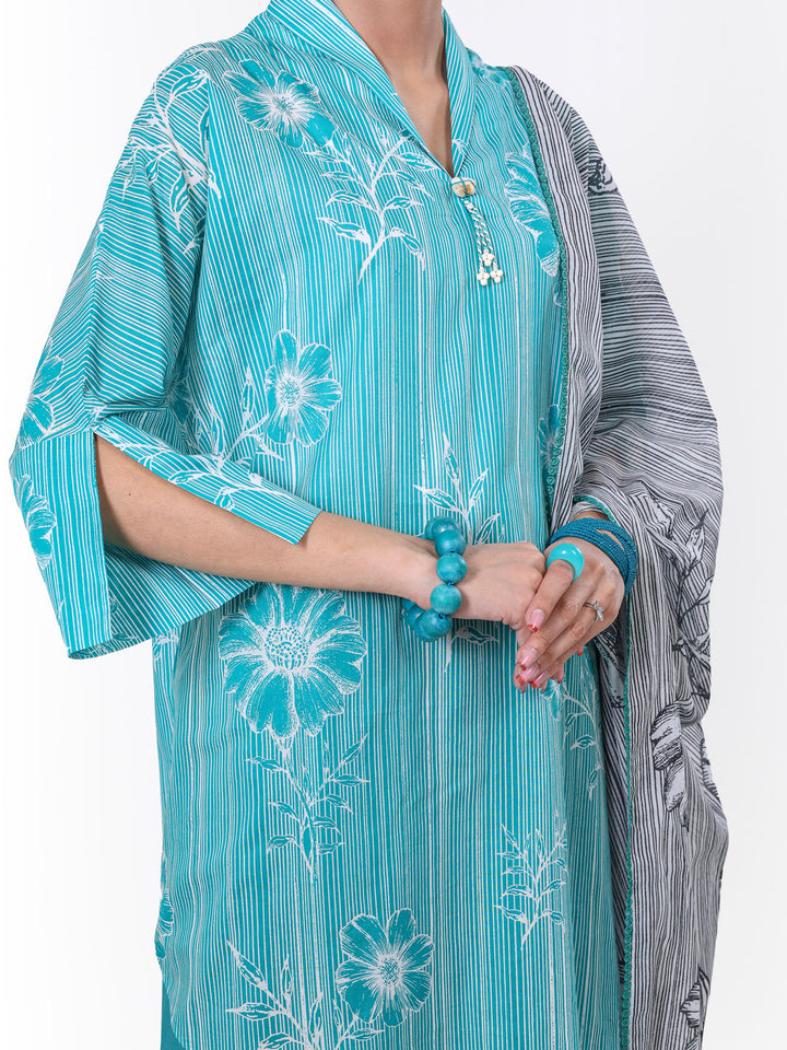 Lawn Sea Green Unstitched Suit - Almirah