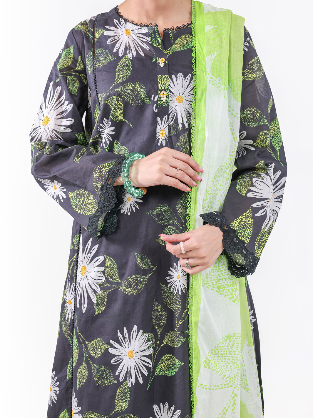 Lawn Black Unstitched Suit - Almirah